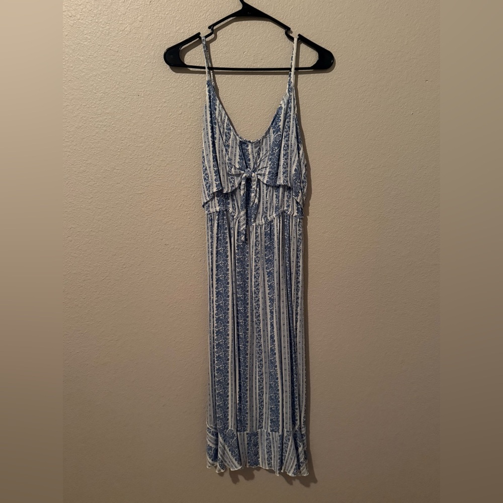 Blush Blue and White Patterned Maxi Dress